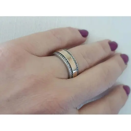 Срібна каблучка Лазурит з фіанітами. 12009Р 18,5 - фото 4