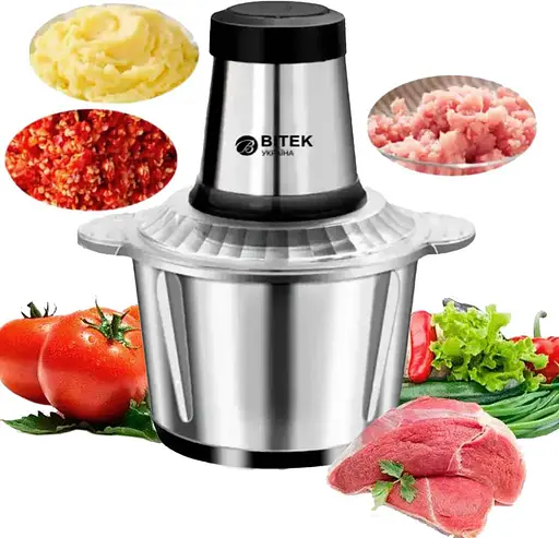 Подрібнювач кухонний Bitek BT-7019 блендер комбайн з чашею з нержавіючої сталі чоппер 2 л 1000 Вт - фото 6