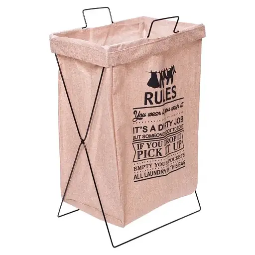 Кошик для білизни Yiwu HP-41-11BE з алюмінієвим каркасом 36х32х52 см бежевий - фото 2
