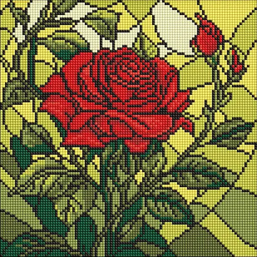 Алмазная мозаика Витраж. Роза AMO8321, 30х30 см