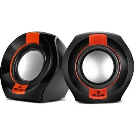 Колонки 2.0 REAL-EL S-50 черный/Red, 2 x 3 Вт, пластиковый корпус, питание от USB - фото 1