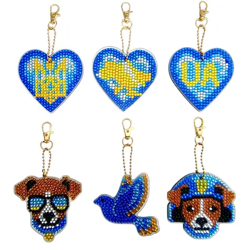 Набір брелків алмазна викладка Патріотичні ColorArt BR40, 6 штук - фото 1