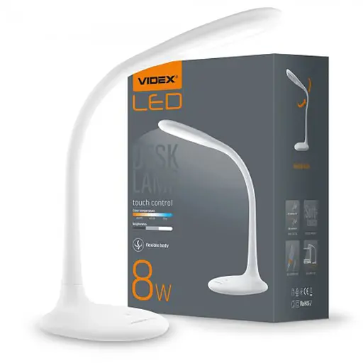 LED лампа настольная VIDEX VL-TF03W 8W 3000-5500K 220V
