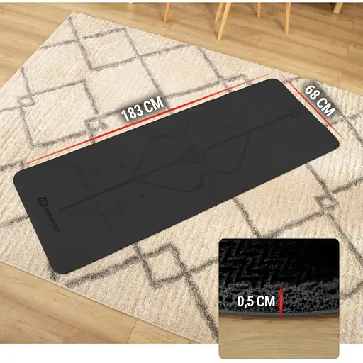 Йога-мат Hop-Sport PU 0,5см 183 x 68см HS-P005GM черный - фото 7