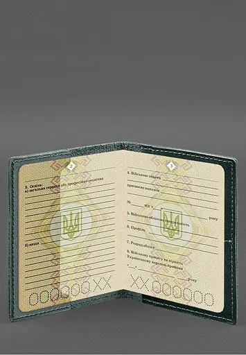 Кожаная обложка для военного билета с карманами 7.2 зеленый краст - фото 5