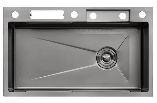 Кухонная мойка Kroner KRP KRP Schwarze - SET7545NB PVD (3.0/0.8 мм) (CV033805) - фото 2