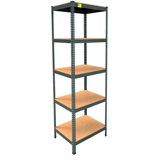 Металевий стелаж Emby Light Series (розмір 2100х600x450мм) 5 полиць ДСП до 100кг Чорний