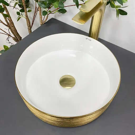 Умивальник VBI Prato gold white накладний VBI-011408, Золотий - фото 4