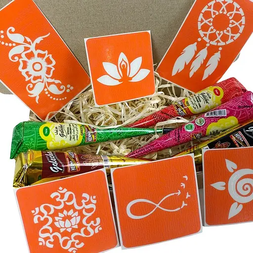 Набір кольорової хни з трафаретами для біо-тату №2 color-henna-set-02 - фото 2