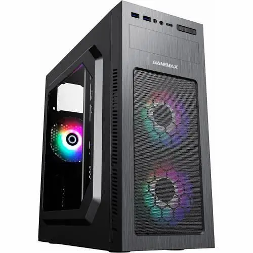 Корпус GameMax MT525-2U3TYC чорний, без БЖ, Mid Tower, ATX / Micro ATX / Mini ITX, 2хUSB 3.0, Type-C, 3x120mm, 417x200x425 мм - фото 1