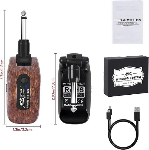 Комплект приемника беспроводной гитарной системы AKLOT 2,4 ГГц встроенный литиевый аккумулятор - фото 7
