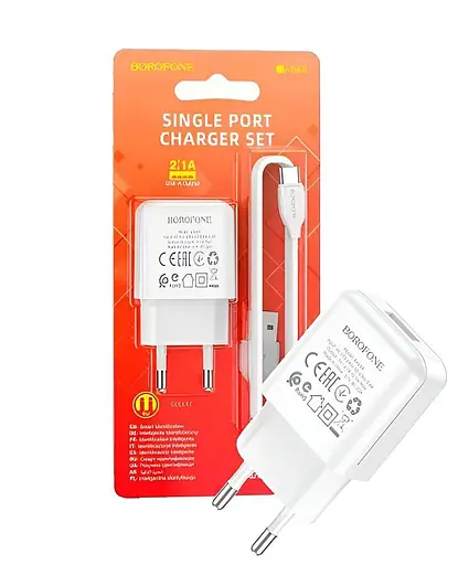 Мережевий зарядний пристрій Borofone BA64A 1 x USB/2.1 A + кабель Type-C - фото 2