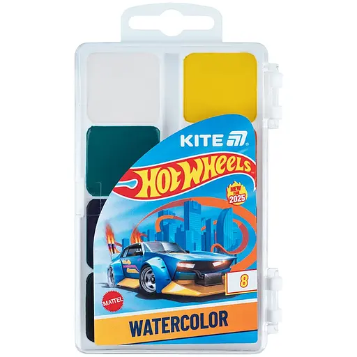 Фарби акварельні Kite Hot Wheels 8 кольорів (HW25-065)