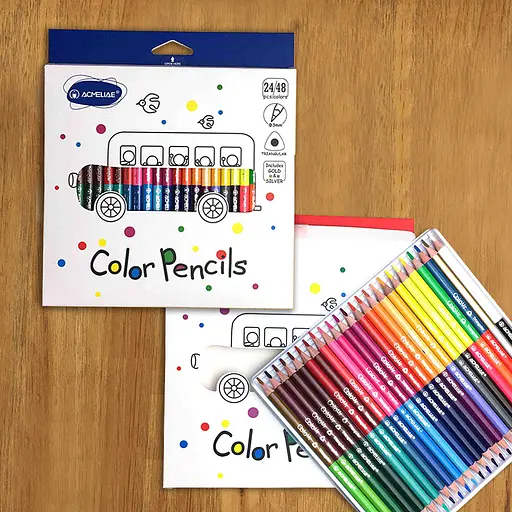 Карандаши цветные двусторонние Acmeliae, 48 цветов (24 шт.), треугольный корпус, 3 мм (+Gold/Silver)