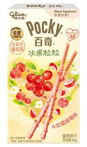 Палички Glico Pocky зі смаком молока та журавлини Milk Cream Cranberry Flavor, 45 г