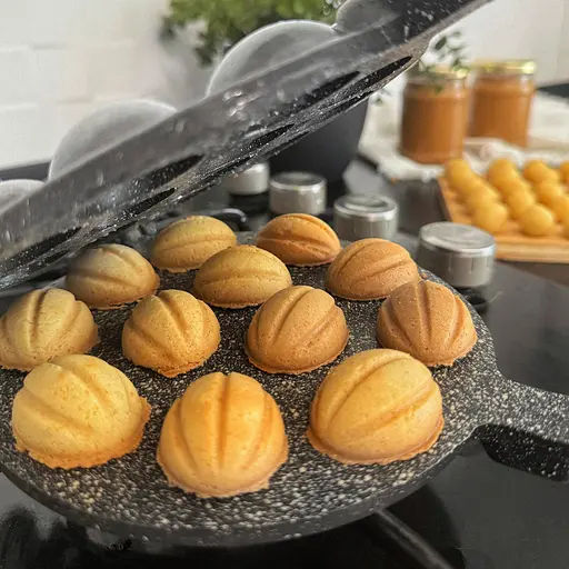 Орешница форма для выпечки печенья в виде орешков с антипригарным гранитным покрытием на 12 орехов, ХЕАЗ Черный 86263 - фото 4