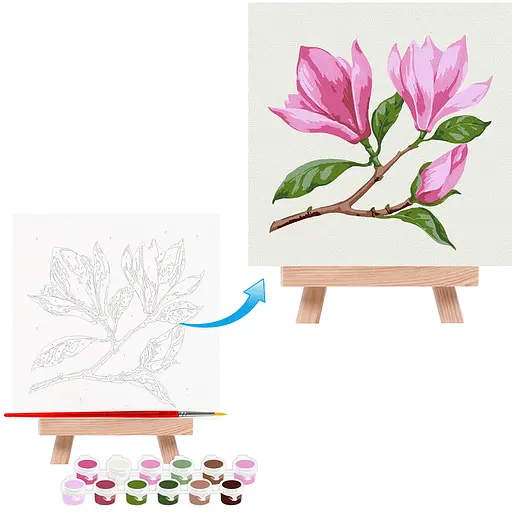 Картина по номерам Rosa Start Ветка магнолии 15х15 см с мольбертом