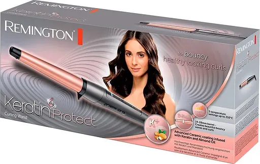 Плойка Remington Keratin Protect, конусная, 48 Вт, 5 температурных режимов, диаметр 19–28 мм, 150–210 °C, керамика, серебристый - фото 5