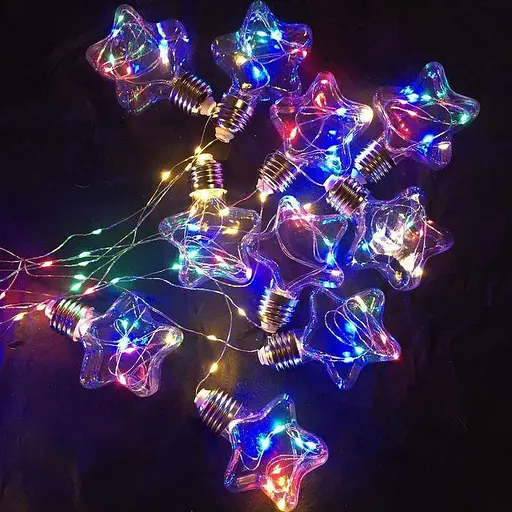 Светодиодная гирлянда штора Звездочки с наполнением 10 штук с переходником Мульти - фото 2