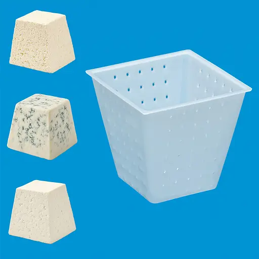 Форма для виготовлення м'яких, вершкових, розсольних та сирів з пліснявою «Пірамідка» 0.4 л (фета, бринза, камамбероподібні, брі), Kitchette Білий 85866 - фото 2