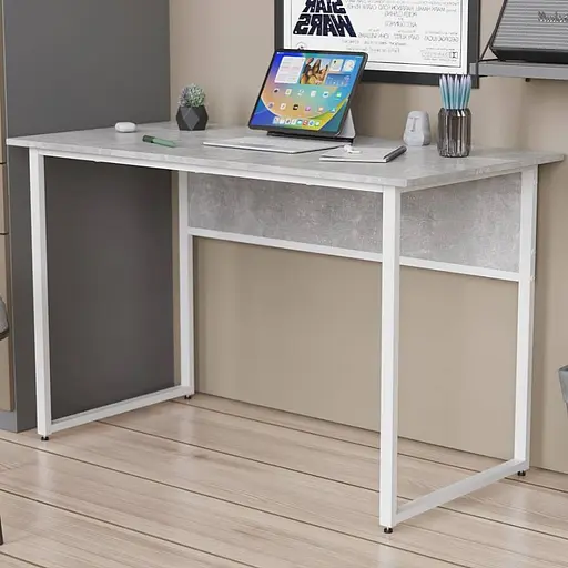 Стіл письмовий Коді Ferrum-decor 75x120x60 Білий метал ДСП Бетон 16 мм (FRD-106586)