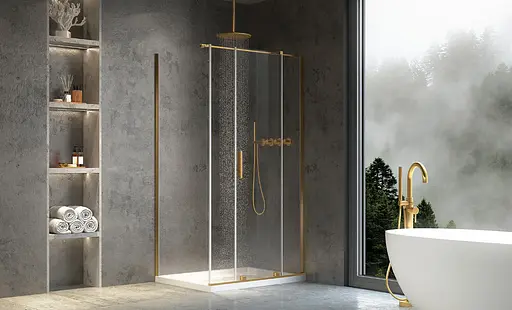 Душевая кабина Rea Montana 110x100 brashed gold KPL-K2515, Универсальная, прозрачная, золотой - фото 3