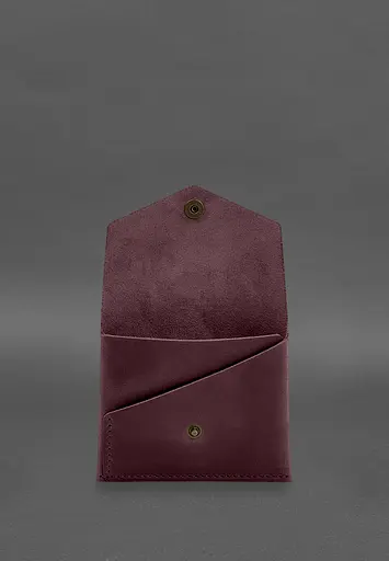 Кожаный кошелек mini 3.0 (кард-кейс) бордовый Crazy Horse - фото 3