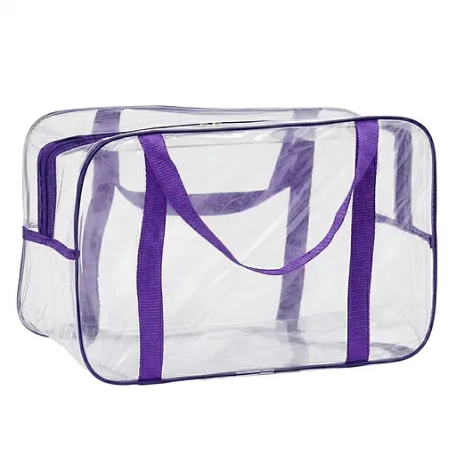 Набор прозрачных сумок в роддом: размер S 30х20х15 см + размер М 40х25х20 см + размер XL 60х25х30 см (розовые) - фото 4