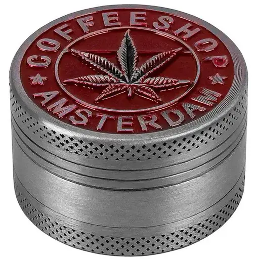 Гриндер для подрібнення тютюну Амстердам HL-243 COFFEESHOP Silver Red (10902)