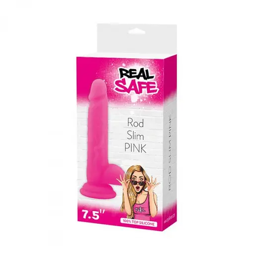 Фалоімітатор Real Safe Rod Slim, 19 см (рожевий) - фото 2