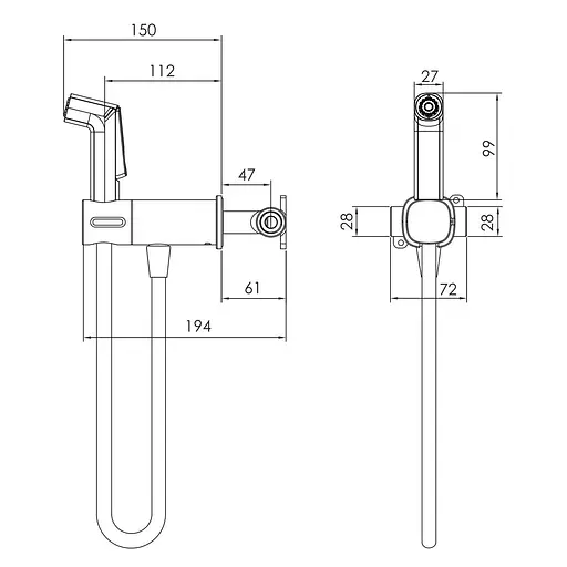 Набор гигиенического душа скрытого монтажа Imprese VR30704U-BT, Хром - фото 2