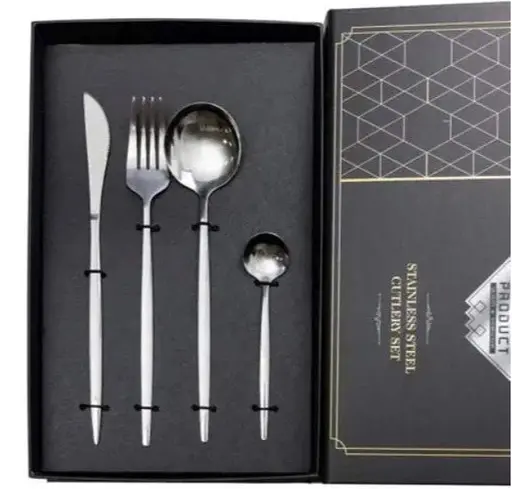 Набор столовых приборов Yiwu HP-20-42 нержавеющая сталь 24 предмета на 6 персон Серебряный - фото 3