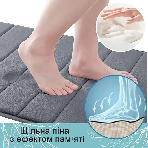 Современный коврик для ванной Aquarius с эффектом памяти U-образный контурный 50 х 50 см. Графит в полоску - фото 4