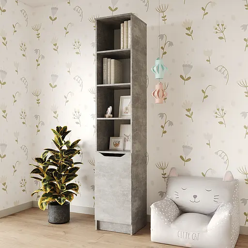 Пенал с открытыми полками 1Д Лилу 40x40x210 см Бетон (MBS-1395)