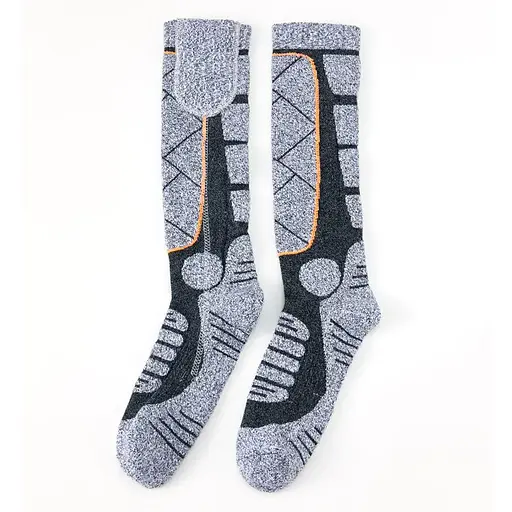 Високі шкарпетки з підігрівом та блоком живлення на 2200mAh (Сірі з ромбиками)