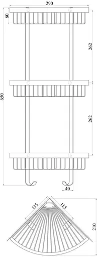 Полка угловая Topaz 4115-3, Хром - фото 3