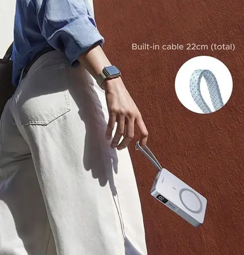 Магнитный павербанк Ugreen PB594 с беспроводной MagSafe зарядкой голубой 30W 10000 мАч - фото 11