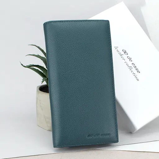 Гаманець жіночий шкіряний De Esse LC89259-F9975 вертикальний бірюзовий - фото 1