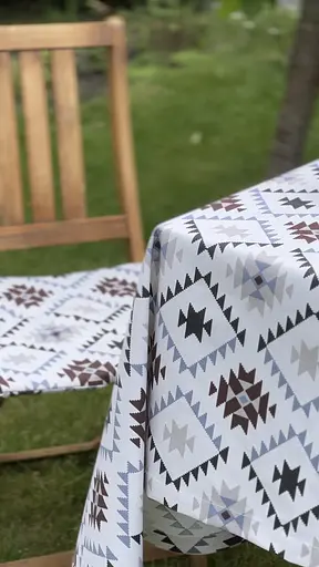 Водоотталкивающая Скатерть Геометрия коричневая 220х140 см (+ 4 салфетки 30х40) - фото 3