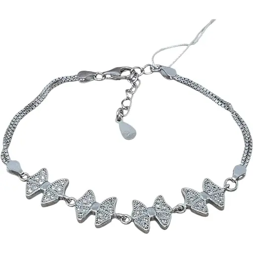 Серебряный браслет TOP Silver Бабочки с фианитами. 550078Б