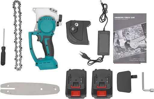 Міні цепна пила з акумулятором, 8-дюймова ручна бензопила, електрична для садових дерев, секатор, різання дерева - фото 3