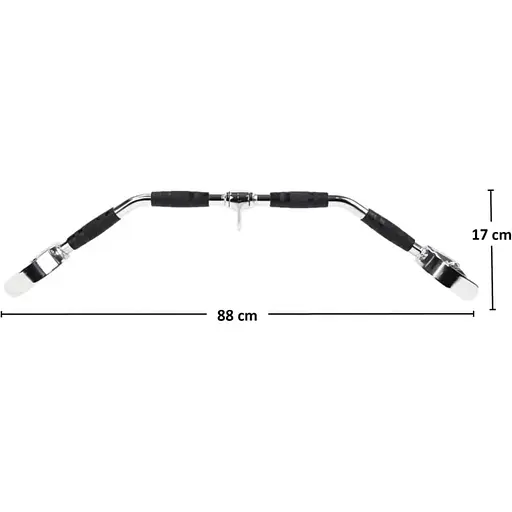 Ручка для верхньої тяги York Fitness 86см з паралельним хватом вигнута з гумовими рукоятками, хром - фото 4