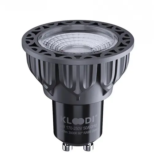 Лампа LED GU10 5WCOB 3000К 450Lm DIM KLOODI KDGU10-QL 5WCOB 3K 60D BK DIM - фото 1