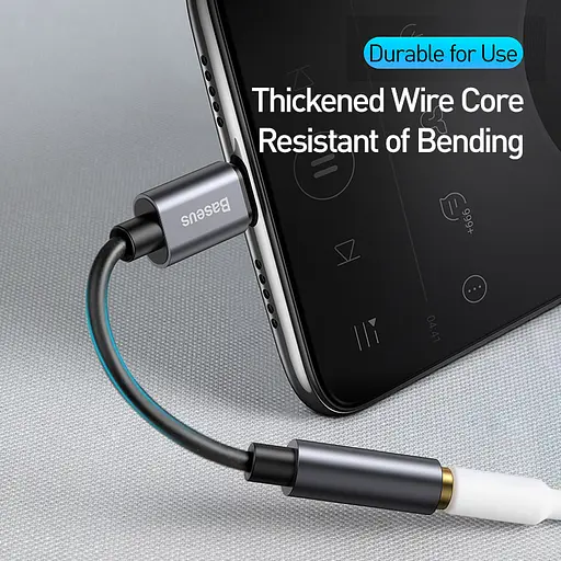 Кабель-перехiдник Baseus Type-C Male to 3.5mm Female Adapter L54 Deep Grey - фото 8