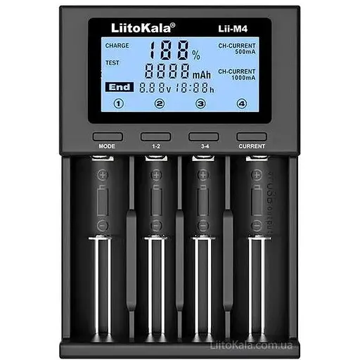 Зарядний пристрій розумний для акумуляторів АА 18650 — LiitoKala Lii-M4 black - фото 1