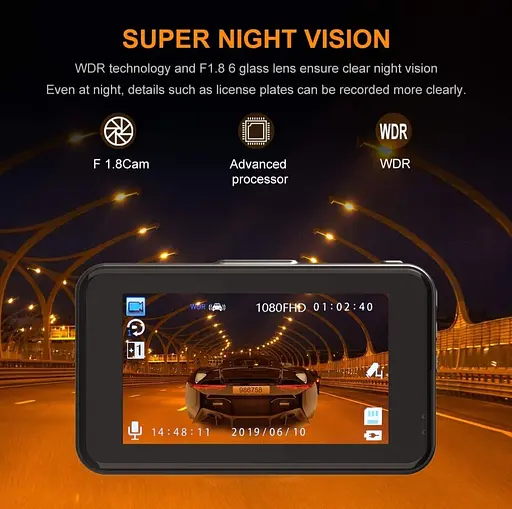 Відеореєстратор - Ssontong A10 - FHD 1080p - SD-карта 32 ГБ - нічне бачення - фото 4