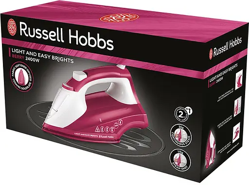 Russell Hobbs Утюг Light&Easy Brights Berry, 2600Вт, 240мл, паровой удар -115гр, постоянный пар - 35гр, керам. подошва, малиновый - фото 8