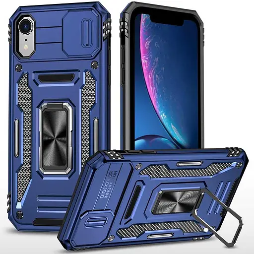 Ударостійкий чохол Camshield Army Ring для Apple iPhone XR (6.1) Синій / Navy - фото 1