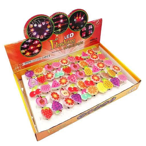 Детское колечко Фрукты-Лаковые 12-54 светящееся, разноцветное