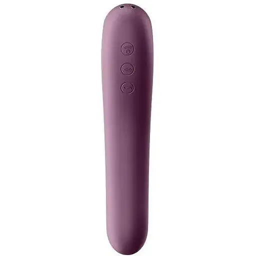 Вакуумний стимулятор із вібрацією Satisfyer Dual Kiss Бордовий - фото 4